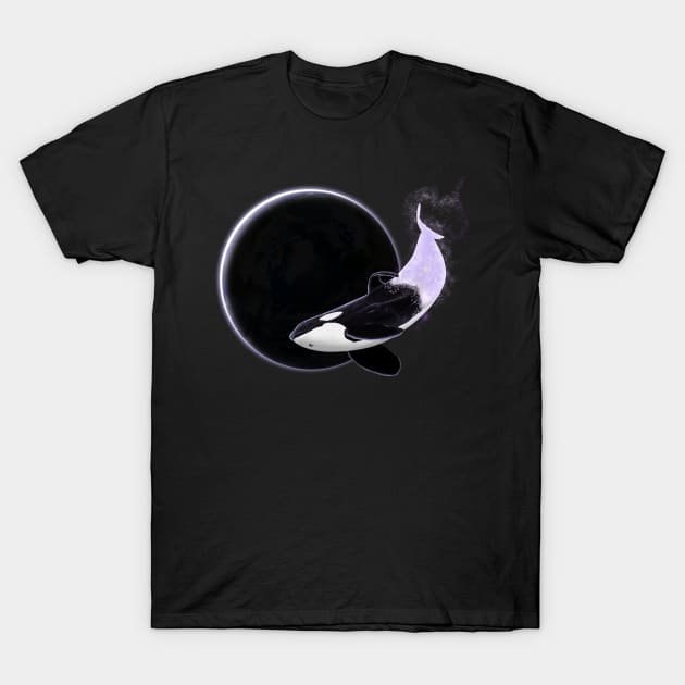 Orca in Space T-Shirt by Fishwhiskerz